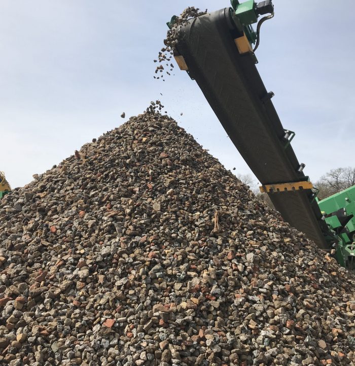 recycled type 1 being tipped into pile