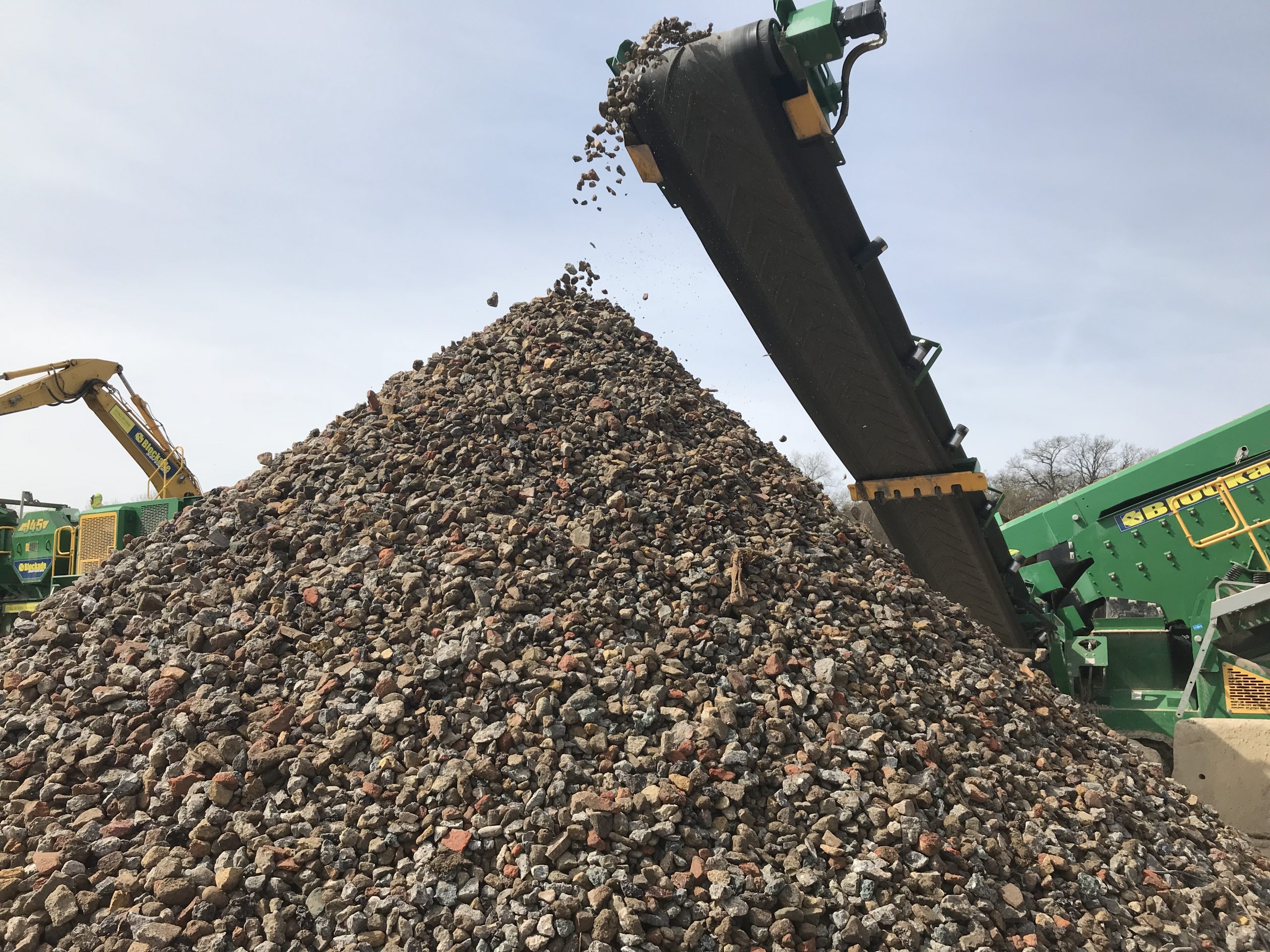 recycled type 1 being tipped into pile
